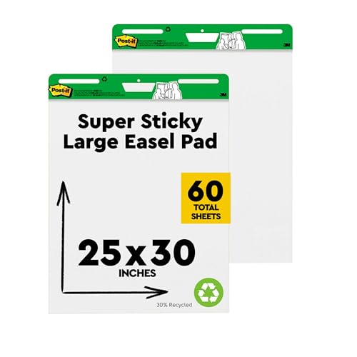 Post-it Super Sticky Meeting Chart Recycling 559RP, unliniert, Weiß, 635 mm x 762 mm, 2 Blöcke á 30 Blatt von Post-it