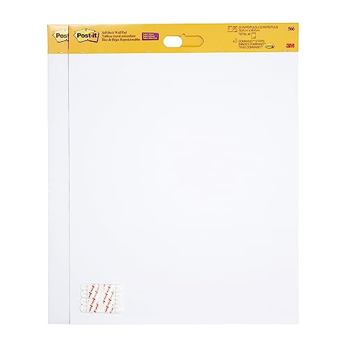 Post-it Super Sticky Meeting Chart Wall Pad, Weiß, unliniert, 2 Blöcke, 584 mm x 508 mm + 8 Command™ Strips von Post-it