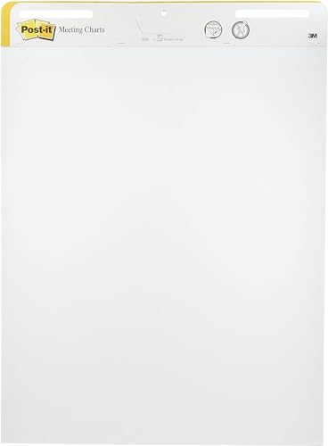 Post-it Super Sticky Meeting Charts, 1 Block mit 30 Blättern, 635 mm x 762 mm, Farbe: Weiß - Selbstklebendes Flipchartpapier für Brainstormings überall von Post-it