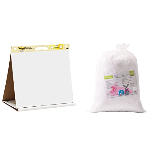 Post-it Super Sticky Meeting Charts, Packung mit 1 Block, mit 20 Blättern, 584 mm x 508 mm, Farbe: Weiß & Vaessen Creative Füllwatte weiß 1000g von Post-it
