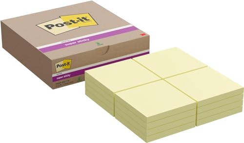 Post-it Super Sticky Notes, Canary Yellow, Packung mit 16 Blöcken, 90 Blatt pro Block, 76 mm x 76 mm, Gelb - Extra-stark klebende Notizzettel für To-Do-Listen und Erinnerungen Post-it Super Sticky Notes, Canary Yellow, Packung mit 16 Blöcken, 90 Blatt pro Block, 76 mm x 76 mm, Gelb - Extra-stark klebende Notizzettel für To-Do-Listen und Erinnerungen von Post-it