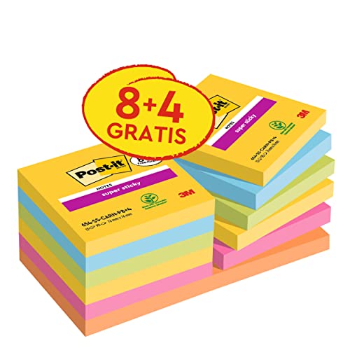 Post-it Super Sticky Notes Carnival Collection, Vorteilspackung mit 8 Blöcken + 4 Gratisblöcke, 90 Blatt pro Block, 76 mm x 76 mm, Gelb, Blau. Grün, Pink. Orange - Extra-stark klebende Notizzettel Post-it Super Sticky Notes Carnival Collection, Vorteilspackung mit 8 Blöcken + 4 Gratisblöcke, 90 Blatt pro Block, 76 mm x 76 mm, Gelb, Blau. Grün, Pink. Orange - Extra-stark klebende Notizzettel von Post-it