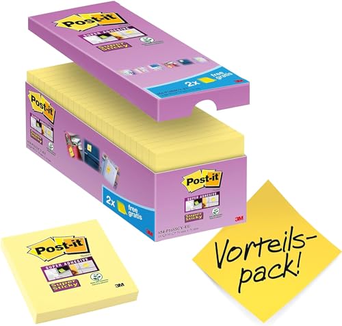 Post-it Super Sticky Notes Kanariengelb, Vorteilspackung, 14 Blöcken und 2 GRATIS, 90 Blatt pro Block, 76 mm x 76 mm, Gelb - Extra-stark klebende Notizzettel für To-Do-Listen und Erinnerungen Post-it Super Sticky Notes Kanariengelb, Vorteilspackung, 14 Blöcken und 2 GRATIS, 90 Blatt pro Block, 76 mm x 76 mm, Gelb - Extra-stark klebende Notizzettel für To-Do-Listen und Erinnerungen von Post-it