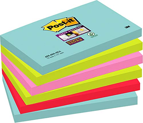 Post-it Super Sticky Notes Miami 76 x 127 mm [6 Stück] von Post-it