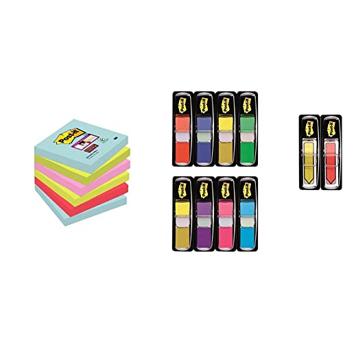 Post-it Super Sticky Notes Miami Collection – Selbstklebende Haftnotizzettel in 76 x 76 mm & Klebezettel Set zum Markieren – 8 x 35 Haftstreifen + 2 x 24 Post-it gratis in 11,9 x 43,2 mm von Post-it