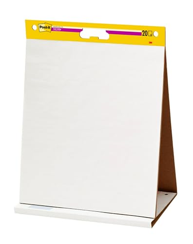 Post-it Super Sticky Meeting Charts, Packung mit 1 Block, mit 20 Blättern, 584 mm x 508 mm, Farbe: Weiß - Selbstklebendes Flipchartpapier für Brainstormings überall von Post-it