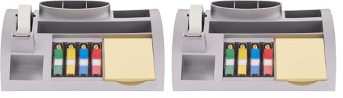 Post-it Tisch-Organizer Notes, Haftstreifen Index und Scotch Magic Klebeband, 265 mm x 168 mm x 68 mm, Farbe: Silber (Packung mit 2) von Post-it