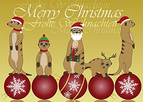 2 Postkarten Weihnachten - Erdmännchen auf Christbaumkugeln 1164-2 von Postkarten-Style