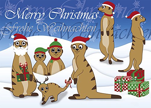 2 Postkarten Weihnachten - Erdmännchen im Schnee 1162-2 von Postkarten-Style