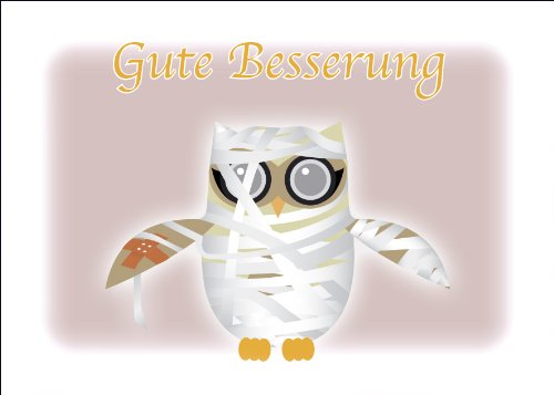 2 Postkarten kranke Eule "Gute Besserung" 1115 von Postkarten-Style
