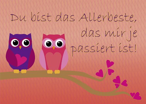 2 Postkarten verliebtes Eulen-Paar auf Ast "Du bist das Allerbeste, das mir je passiert ist!" 1114 von Postkarten-Style