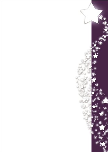 Briefpapier Weihnachten weiße Sterne auf lila Banner 20 Blatt DIN A4 90 g/m² 5511 von Postkarten-Style