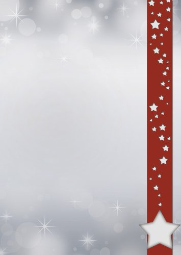 Briefpapier Weihnachten weiße Sterne im roten Banner 20 Blatt DIN A4 90 g/m² 5521 von Postkarten-Style