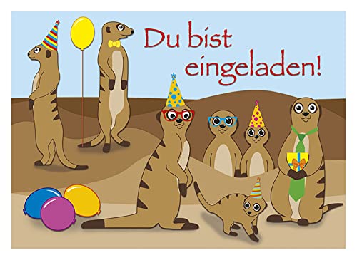 Postkarten-Style 10 Einladungskarten Erdmännchen Du bist eingeladen + 1 Schreibblock witzige Erdmännchen 1152-10+7170 Postkarten-Style 10 Einladungskarten Erdmännchen Du bist eingeladen + 1 Schreibblock witzige Erdmännchen 1152-10+7170 von Postkarten-Style