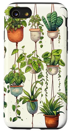 Topfpflanzen hängen auf salbeigrünem Hintergrund Hülle für iPhone SE (2020) / 7 / 8 von Potted Plants Succulents Monstera Accessories