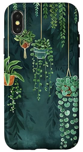 Topfpflanzen hängen auf salbeigrünem Hintergrund Hülle für iPhone X/XS Topfpflanzen hängen auf salbeigrünem Hintergrund Hülle für iPhone X/XS von Potted Plants Succulents Monstera Accessories