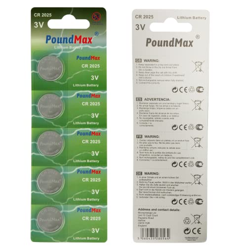 PoundMax® 5 x Knopfzellen Lithium CR2025 Batterien Uhr NEU von PoundMax