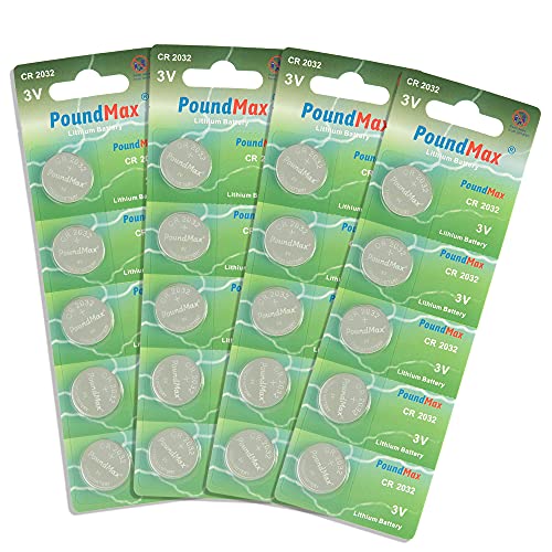 PoundMax 2032 CR2032 DL2032 ECR2032 Lithium-Knopfzellenbatterien, 3 V, 20 Stück PoundMax 2032 CR2032 DL2032 ECR2032 Lithium-Knopfzellenbatterien, 3 V, 20 Stück von PoundMax