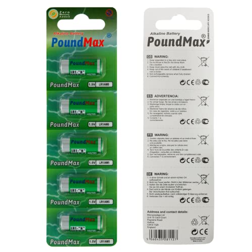 PoundMax 910A LR1N Typ MN9100 Alkaline-Batterien, 1,5 V, 5 Stück von PoundMax