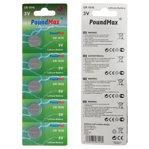 5 x CR1616 DL1616 ECR1616 Batterie Knopfzellen 3V Batterien, für Autoschlüssel, Elektronische, Kleingeräte, Computer-Motherboards, Fernbedienungen, Taschenrechner, Waagen, Kindersichere Verpackung 5 x CR1616 DL1616 ECR1616 Batterie Knopfzellen 3V Batterien, für Autoschlüssel, Elektronische, Kleingeräte, Computer-Motherboards, Fernbedienungen, Taschenrechner, Waagen, Kindersichere Verpackung von PoundMax