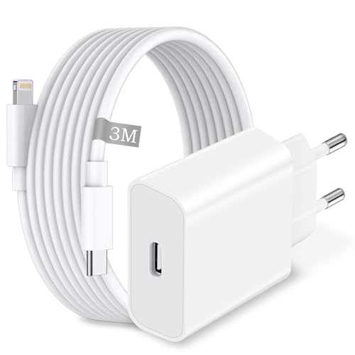 Poutek 25W USB C Ladegerät Mit iPhone Ladekabel 3M, Ladegerät USB C Netzteil Stecker Adapter mit Schnellladekabel Kompatibel für iPhone 14 13 12 11 Pro Max/Mini/XS/X/8/SE von Poutek
