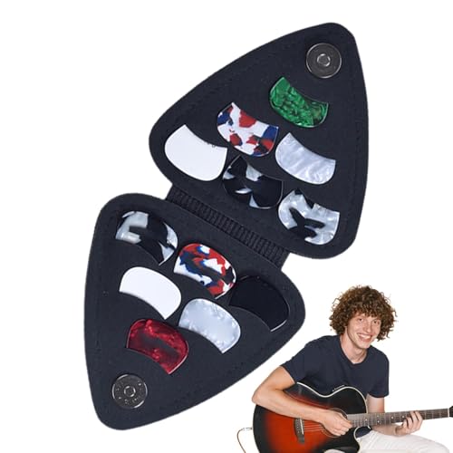 Gitarren-Pick-Etui, Gitarren-Pick-Box - Tragbarer Plektrenhalter mit 12 Plektren,Gitarren-Plektren-Tasche, Gitarren-Zubehör, Gitarren-Plektrum-Vitrine zur Aufbewahrung von Plektren Gitarren-Pick-Etui, Gitarren-Pick-Box - Tragbarer Plektrenhalter mit 12 Plektren,Gitarren-Plektren-Tasche, Gitarren-Zubehör, Gitarren-Plektrum-Vitrine zur Aufbewahrung von Plektren von Povanjer
