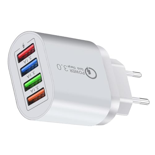 Ladeblock, Schnellladeblock - Reiseadapter mit Vier Anschlüssen,Stecker-Adapter-Würfel, Handy-Ladestein, Ladewürfelkopf, Ladestein für Smartphone, Tablet Ladeblock, Schnellladeblock - Reiseadapter mit Vier Anschlüssen,Stecker-Adapter-Würfel, Handy-Ladestein, Ladewürfelkopf, Ladestein für Smartphone, Tablet von Povanjer