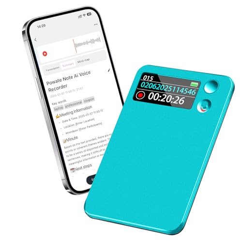 Powate KI Digitales Diktiergerät - App-Steuerung, Transkription & Zusammenfassung mit AI-Technologie, 64GB Speicher, Audio-Recorder für Vorträge, Meetings, Anrufe,Blau Powate KI Digitales Diktiergerät - App-Steuerung, Transkription & Zusammenfassung mit AI-Technologie, 64GB Speicher, Audio-Recorder für Vorträge, Meetings, Anrufe,Blau von Powate