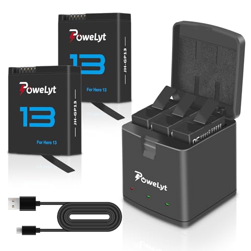 PoweLyt 2 Packs Hero 13 Akkus 3.89V 2100mAh Große Kapazität Hero 13 Enduro Akku und 3-Kanal Hero 13 Schnellladegerät Hero 13 Kamerazubehör Vollständig kompatibel mit GoPro 13 Hero Black PoweLyt 2 Packs Hero 13 Akkus 3.89V 2100mAh Große Kapazität Hero 13 Enduro Akku und 3-Kanal Hero 13 Schnellladegerät Hero 13 Kamerazubehör Vollständig kompatibel mit GoPro 13 Hero Black von PoweLyt