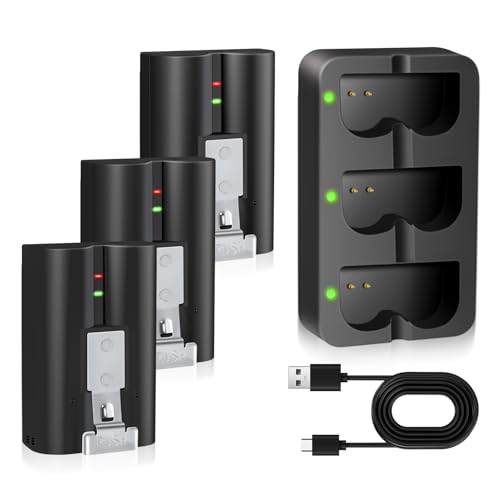 PoweLyt 2 Packungen für Ring Akku 6040mAh Ersatz Video Türklingel Akku und 3-Kanal-Ladestation Kompatibel mit Video Doorbell 2/3/4/3 Plus,Stick Up Cam/Solar(All gens),Peephole Cam von PoweLyt