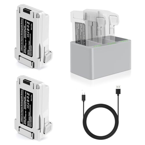PoweLyt Intelligente Flugbatterien der Mini 3er-Serie, 3850 mAh (51 Minuten maximale Flugzeit) und Zwei-Wege-Dreik-Lade-Hub, kompatibel mit DJI Mini 4 Pro/3 Pro/3 Drohne, 2 Packungen von PoweLyt