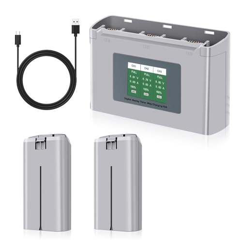 PoweLyt Mini 2 Series Intelligent Flight Akku Ladegerät Kombo 2-Pack 2400mAh Drohnen-Akkus und 3 Steckplätze Zwei-Wege-Ladehub mit LCD-Display voll kompatibel mit DJI Mini 4K/2/2 SE/SE Drohne PoweLyt Mini 2 Series Intelligent Flight Akku Ladegerät Kombo 2-Pack 2400mAh Drohnen-Akkus und 3 Steckplätze Zwei-Wege-Ladehub mit LCD-Display voll kompatibel mit DJI Mini 4K/2/2 SE/SE Drohne von PoweLyt