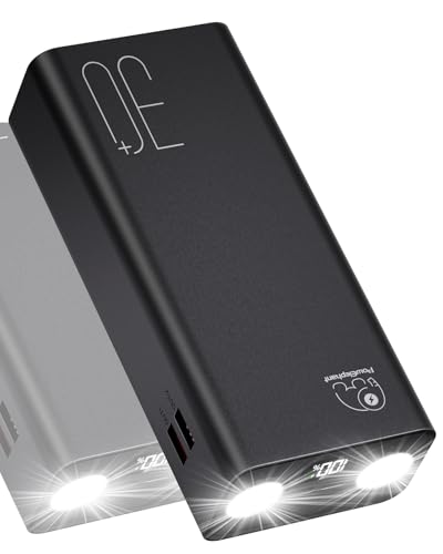 Power Bank 30000mAh:PD 22.5W Schnellladung Externer Akku mit Taschenlampe, Große Kapazität und 3 Ausgänge & 2 Eingänge Radio with Power Bank 30000mAh:PD 22.5W Schnellladung Externer Akku mit Taschenlampe, Große Kapazität und 3 Ausgänge & 2 Eingänge Radio with von Powelephant
