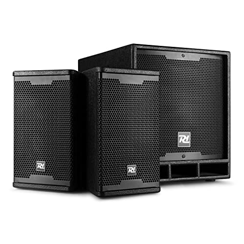 Power Dynamics Combo 1200 - PA Lautsprecher 2.1 DJ Boxen Set, 12 Zoll aktiv Subwoofer, 6,5 Zoll Topteile, Bluetooth, Mobile PA Anlage Komplettset - 1200 Watt - DJ Anlage von Power Dynamics