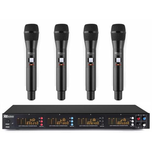 Power Dynamics PD504H - 4 drahtlose Mikrofone und UHF-Verstärker, 4 Kanal Mikrofonset, drahtlos Mikrofone, mit Display und Mute, Handmikrofon, Gesang, Sprache, Show, DJ Power Dynamics PD504H - 4 drahtlose Mikrofone und UHF-Verstärker, 4 Kanal Mikrofonset, drahtlos Mikrofone, mit Display und Mute, Handmikrofon, Gesang, Sprache, Show, DJ von Power Dynamics