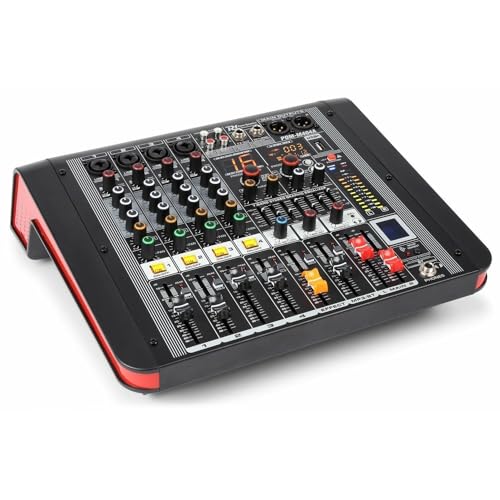 Power Dynamics PDM-M404A - Audio Mischpult mit integriertem Verstärker - 4-Kanal Audio Mixer - Bluetooth - MP3 - USB - Mikrofonanschluss - DMX - Speakon - professionelles Soundmischpult für Einsteiger von Power Dynamics