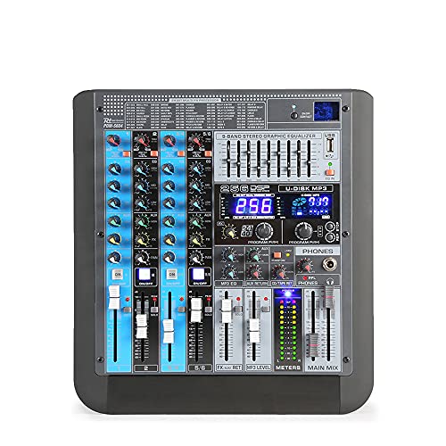 Power Dynamics PDM-S604 DJ Mischpult professioneller 6 Kanal Audio Mixer, Dj Mischer, Dj Mixer Mischpult Bluetooth Empfänger, DSP/MP3, USB Mischpult USB Music Mixer von Power Dynamics