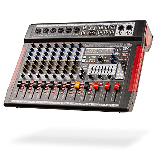 Power Dynamics PDM-T804 Analog Audio Mixer, 8 Kanal Mischpult Bluetooth, 380 DSP Effekte, REC, MP3, USB, 48V Phantomspeisung, XLR, Klinke, Band, DJ Mischer, Studio, Bühne, Podcast von Power Dynamics