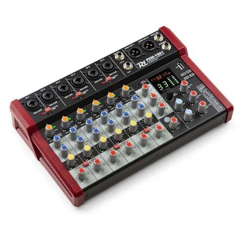 Power Dynamics PDM-Y801 8-Kanal Audio Mixer High Quality Mischpult Bluetooth, 48V Phantom Power, Soundboard PC, USB MP3 Audiomischpult Studio, Aufnahmen, 99 DSP Effekte, 24bit, 48kHz, Klinke, XLRY von Power Dynamics