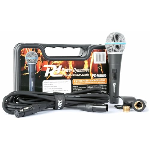 Power Dynamics PDM600 - Mikrofon, Kondensatormikrofon, 48V Microphone Micro inklusive Case, Mic Holder und XLR-Tonkabel, professionelles Studio Mikrofon, Mikro für Gesang, Sprache und Ton von Power Dynamics