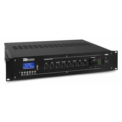 Power Dynamics PRM60 PA Endstufe - Verstärker für Lautsprecher und Musikanlagen, 100 Volt System, 60 Watt PA Verstärker, Bluetooth, MP3-Player, USB, SD, 2x Mic, Soundverstärker von Power Dynamics