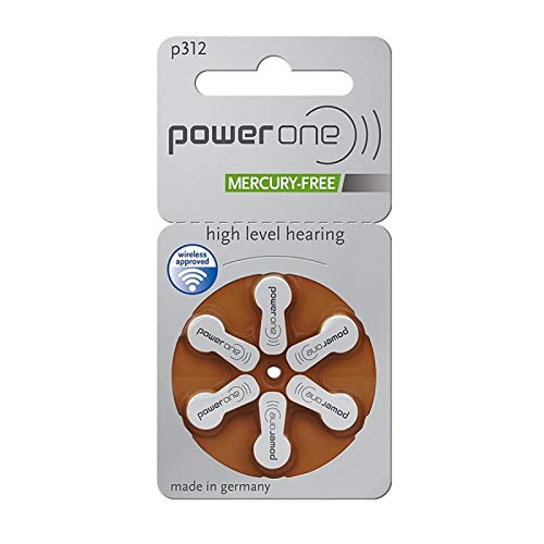 6 Stück Batterie PowerOne Typ p 312 Hörgerätebatterien (für Hörgerät: GN Resound) von Power One