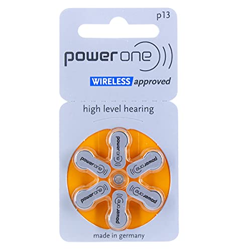 Power One 6er-Pack Hörgeräte-Batterien p13 (orange), 1,45 Volt, 300 mAh von Power One