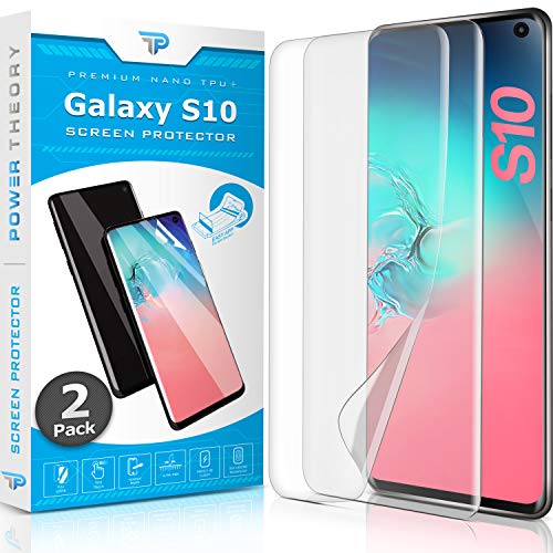 Power Theory Schutzfolie für Samsung Galaxy S10 Displayschutz [KEIN GLAS] 3D Nano Tech Folie, 100% Fingerabdrucksensor, Einfache Installation [2 Stück] von Power Theory