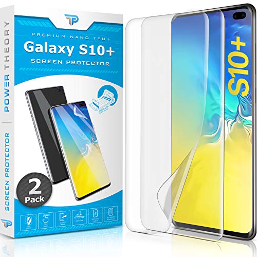 Power Theory Schutzfolie für Samsung Galaxy S10 PLUS Displayschutz [KEIN GLAS] 3D Nano Tech Folie, 100% Fingerabdrucksensor, Einfache Installation [2 Stück] von Power Theory