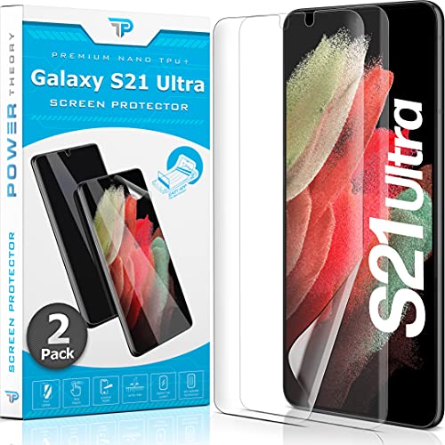 Power Theory Schutzfolie für Samsung Galaxy S21 ULTRA Displayschutz [KEIN GLAS] 3D Nano Tech Folie, 100% Fingerabdrucksensor, Einfache Installation [2 Stück] von Power Theory