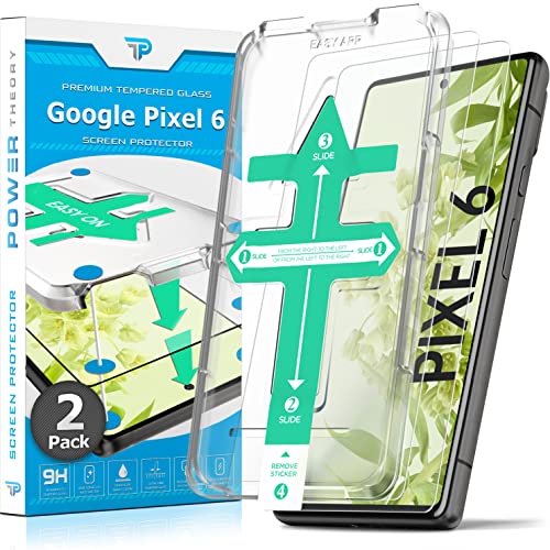 Power Theory Schutzglas für Google Pixel 6 Schutzfolie, Glas Displayschutz mit Schablone, Displayschutzfolie, Glas Folie mit Anbringhilfe [2 Stück] von Power Theory