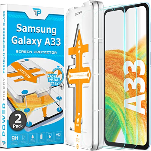 Power Theory Schutzglas für Samsung Galaxy A33 5G Schutzfolie, Glas Displayschutz mit Schablone, Displayschutzfolie, Glas Folie mit Anbringhilfe [2 Stück] von Power Theory