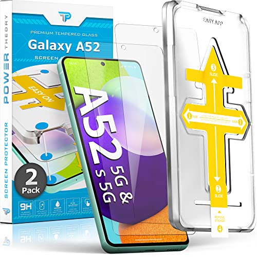 Power Theory Schutzglas für Samsung Galaxy A52/ A52 5G/ A52s 5G Schutzfolie, Glas Displayschutz mit Schablone, Displayschutzfolie, Glas Folie mit Anbringhilfe [2 Stück] von Power Theory