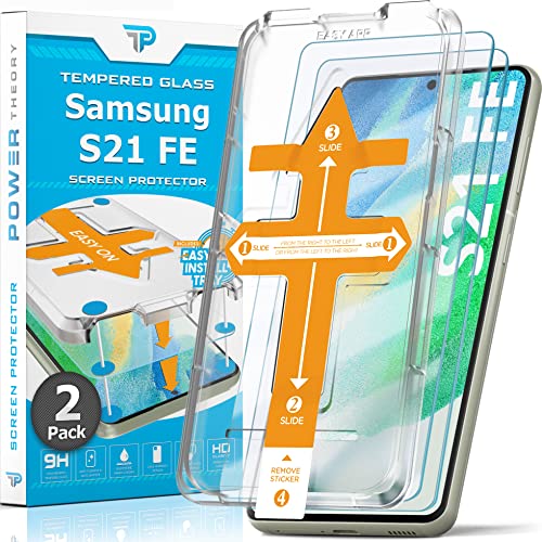 Power Theory Schutzglas für Samsung Galaxy S21 FE 5G Schutzfolie, Glas Displayschutz mit Schablone, Displayschutzfolie, Glas Folie mit Anbringhilfe [2 Stück] von Power Theory